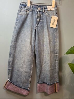 H&M Kids Adjustable Waist Wide Leg Cuffed Ankle Jeans Size 10. NWT